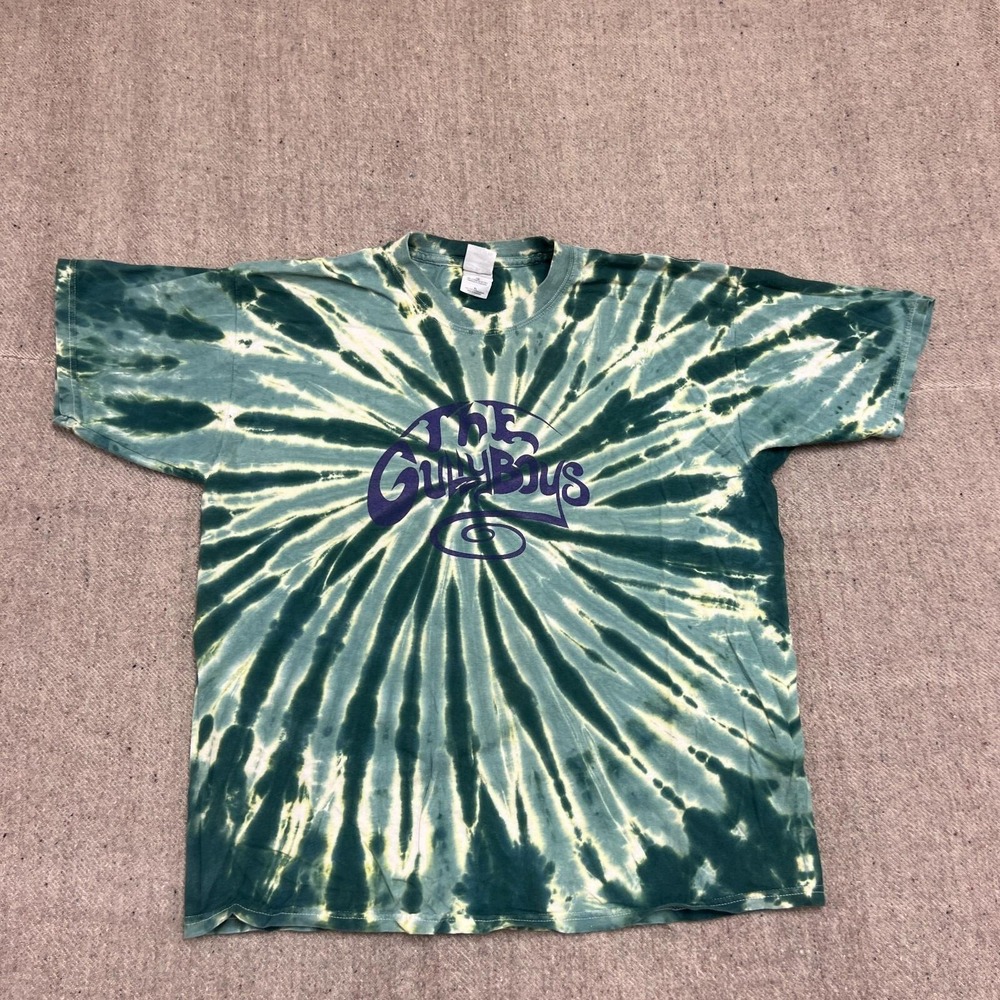 Vintage‎ The Gully Boys Shirt Mens XL Green 1990s Vermont Tie Dye